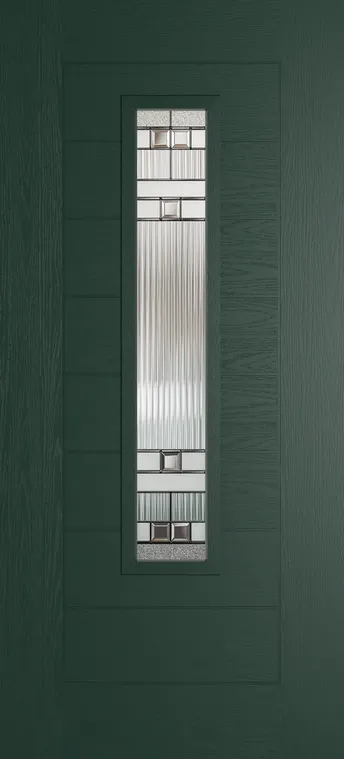 Madrid 1219 composite door in Green with Manhattan glass
