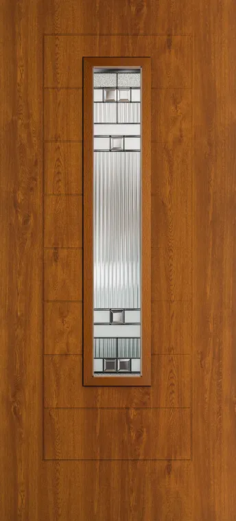 Madrid 1219 composite door in Light Oak with Manhattan glass