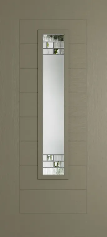 Madrid 1219 composite door in Olive Grey with Horizon glass
