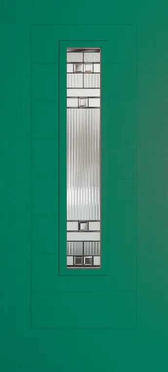 Madrid 1219 composite door in Opal Green with Manhattan glass
