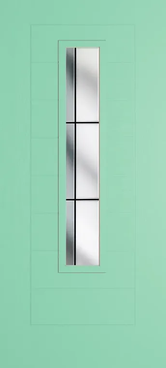 Madrid 1219 composite door in Pastel Turquoise with Aurora glass