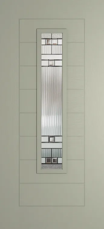 Madrid 1219 composite door in Pebble Grey with Manhattan glass
