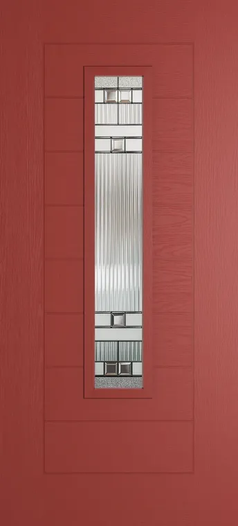 Madrid 1219 composite door in Red with Manhattan glass