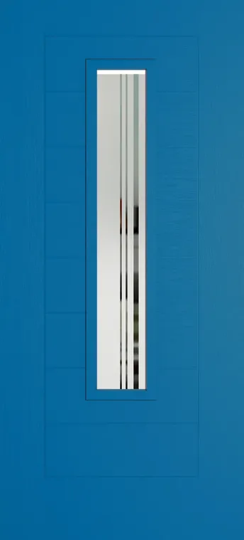 Madrid 1219 composite door in Signal Blue with Strand glass