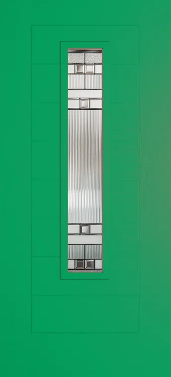 Madrid 1219 composite door in Signal Green with Manhattan glass
