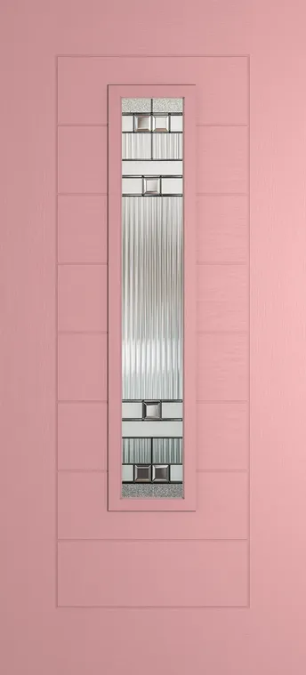 Madrid 1219 composite door in Sweet Pink with Manhattan glass