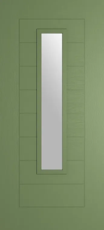 Madrid 1219 composite door in Woodland Green with Satin glass