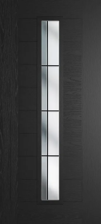 Madrid 1625 composite door in Black with Aurora glass