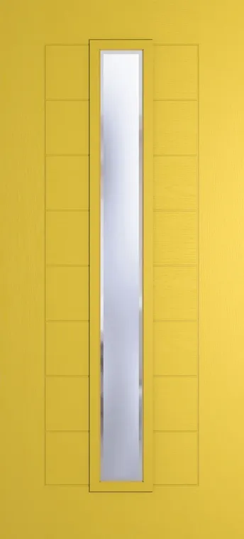 Madrid 1625 composite door in Canary Yellow with Kensington glass