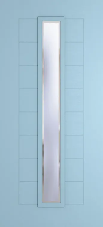 Madrid 1625 composite door in Duck Egg Blue with Kensington glass