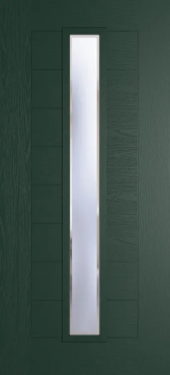 Madrid 1625 composite door in Green with Kensington glass
