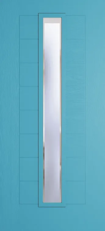 Madrid 1625 composite door in Light Blue with Kensington glass