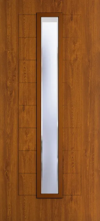 Madrid 1625 composite door in Light Oak with Kensington glass