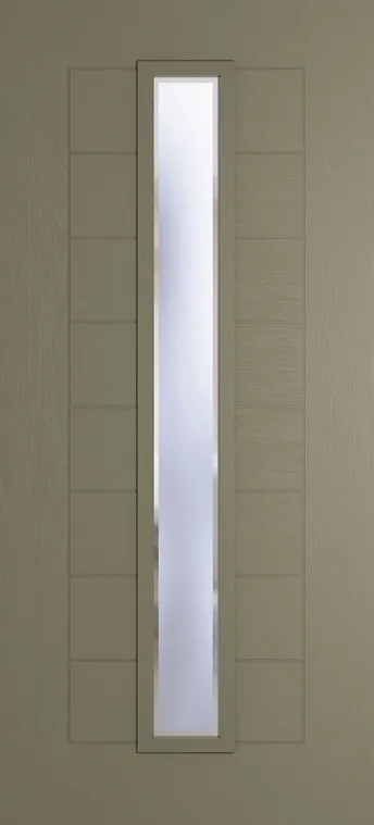 Madrid 1625 composite door in Olive Grey with Kensington glass