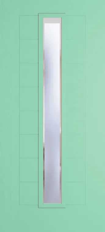 Madrid 1625 composite door in Pastel Turquoise with Kensington glass