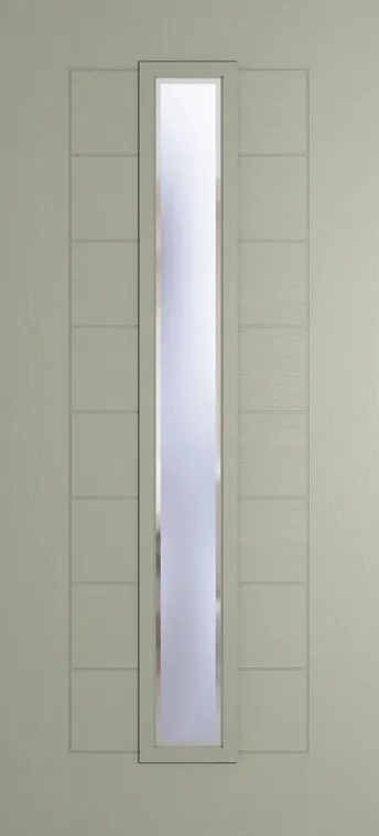 Madrid 1625 composite door in Pebble Grey with Kensington glass