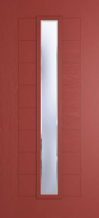 Madrid 1625 composite door in Red with Kensington glass