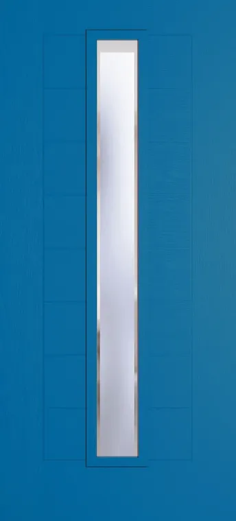 Madrid 1625 composite door in Signal Blue with Kensington glass