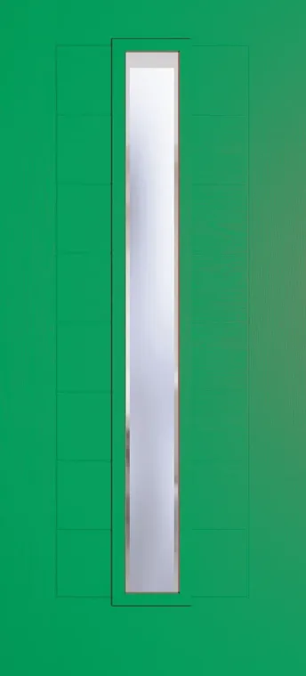 Madrid 1625 composite door in Signal Green with Kensington glass