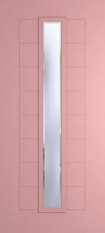 Madrid 1625 composite door in Sweet Pink with Kensington glass