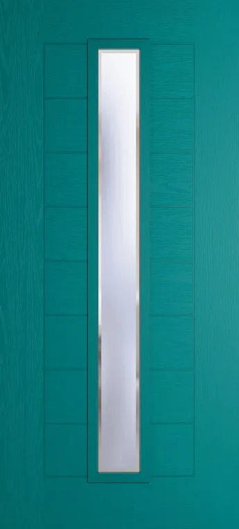 Madrid 1625 composite door in Teal with Kensington glass