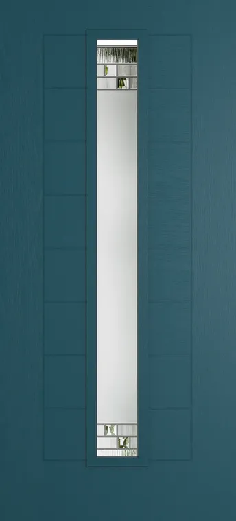 Madrid 1625 composite door in Tranquil Blue with Horizon glass