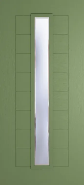 Madrid 1625 composite door in Woodland Green with Kensington glass