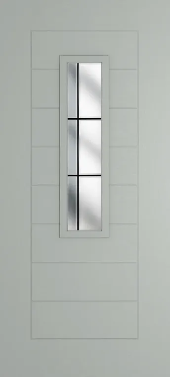 Madrid 912 composite door in Agate Grey with Aurora glass