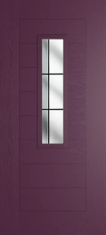 Madrid 912 composite door in Aubergine with Aurora glass