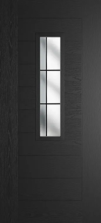 Madrid 912 composite door in Black with Aurora glass