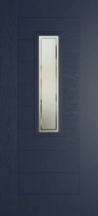 Madrid 912 composite door in Blue with Victorian Border glass