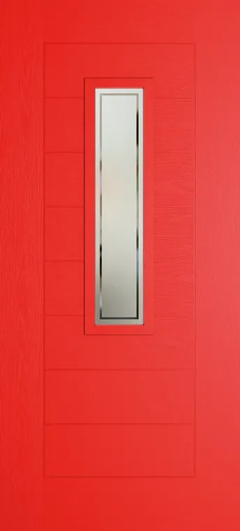 Madrid 912 composite door in Candy Red with Victorian Border glass