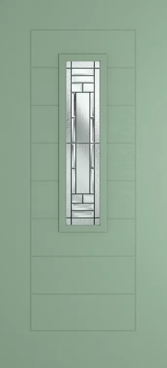 Madrid 912 composite door in Chartwell Green with New Orleans glass