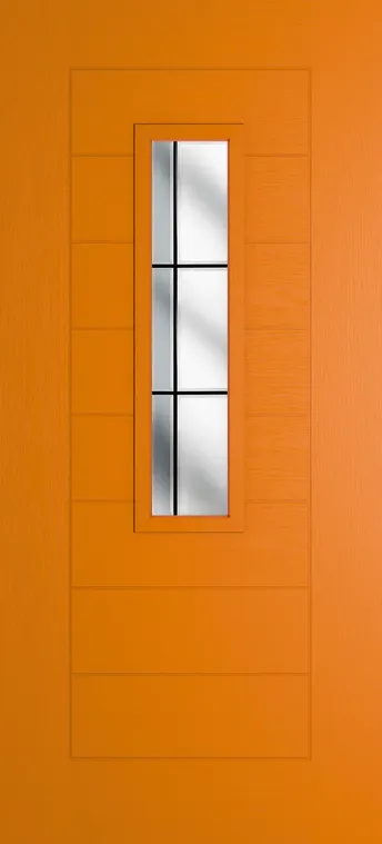 Madrid 912 composite door in Clementine with Aurora glass