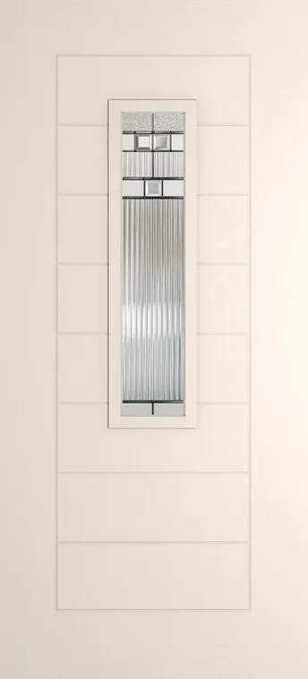 Madrid 912 composite door in Cream with Manhattan glass