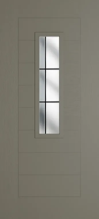 Madrid 912 composite door in Dolphin Grey with Aurora glass