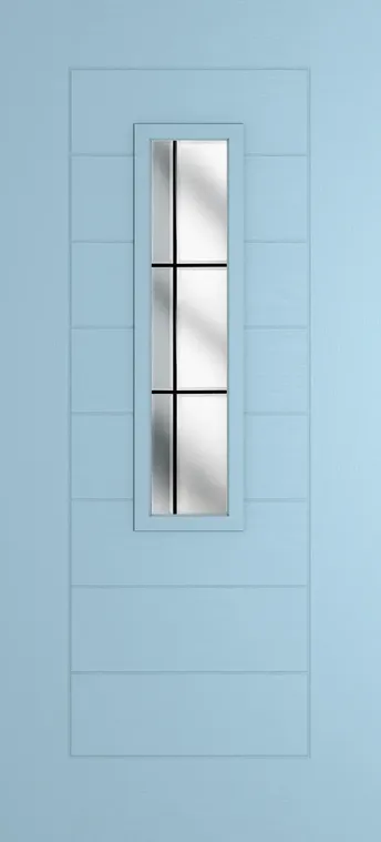 Madrid 912 composite door in Duck Egg Blue with Aurora glass