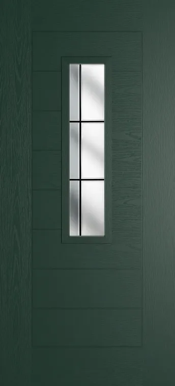 Madrid 912 composite door in Green with Aurora glass