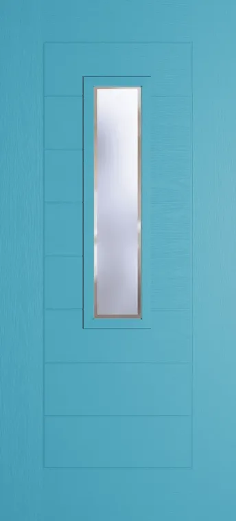 Madrid 912 composite door in Light Blue with Kensington glass