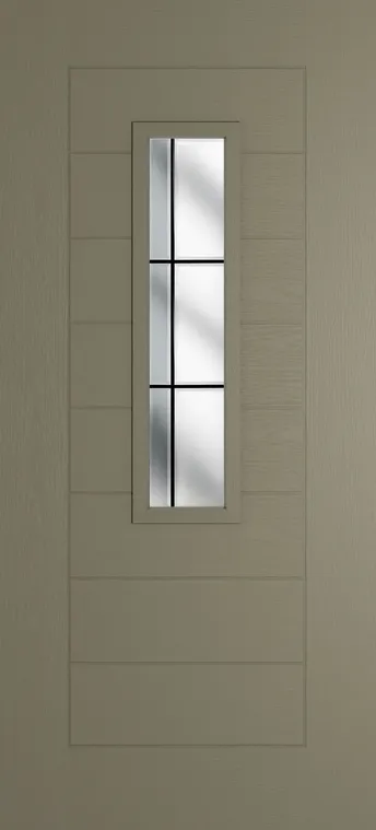 Madrid 912 composite door in Olive Grey with Aurora glass