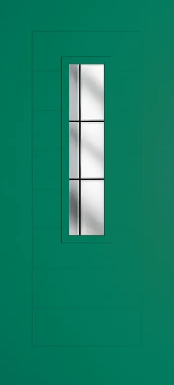 Madrid 912 composite door in Opal Green with Aurora glass