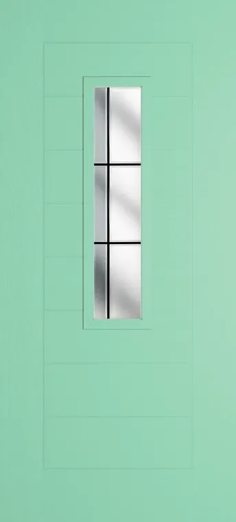 Madrid 912 composite door in Pastel Turquoise with Aurora glass