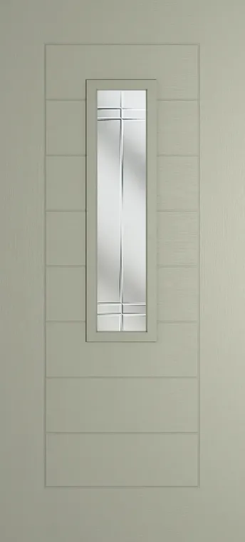 Madrid 912 composite door in Pebble Grey with Linear glass