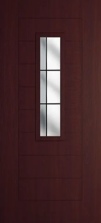 Madrid 912 composite door in Rosewood with Aurora glass