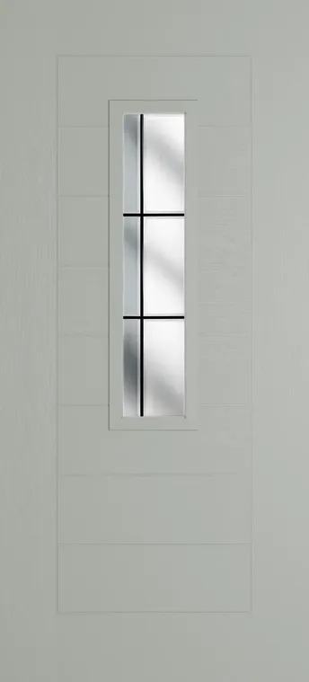 Madrid 912 composite door in Silver Grey with Aurora glass