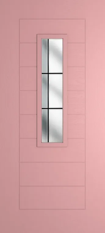 Madrid 912 composite door in Sweet Pink with Aurora glass