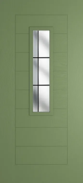 Madrid 912 composite door in Woodland Green with Aurora glass