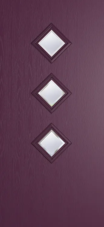 Malaga 3 composite door in Aubergine with Kensington glass