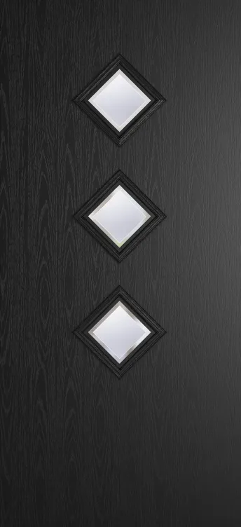 Malaga 3 composite door in Black with Kensington glass