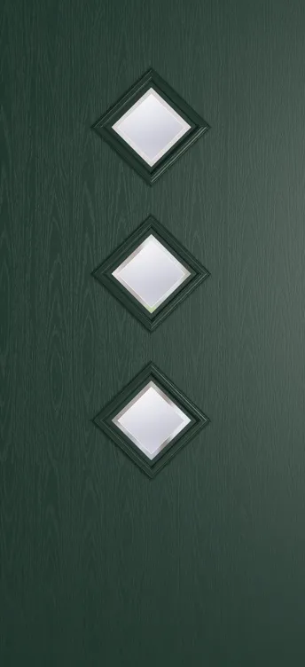 Malaga 3 composite door in Green with Kensington glass